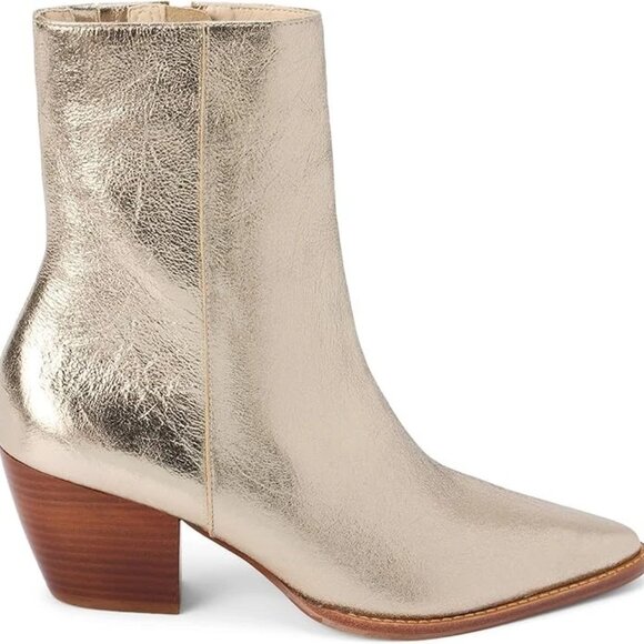 Matisse Gold Leather Heeled Caty Boots/Booties Ladies - Picture 2 of 6